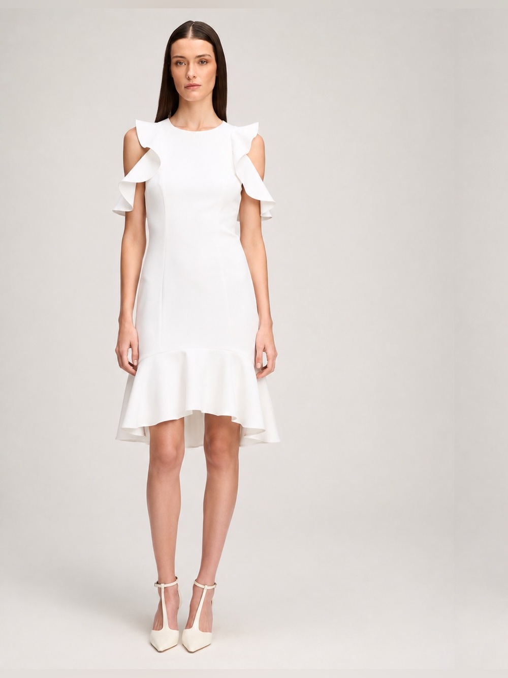 NWOT Cinq a Sept Ivory Micah Short Ruffle detail Dress size 6